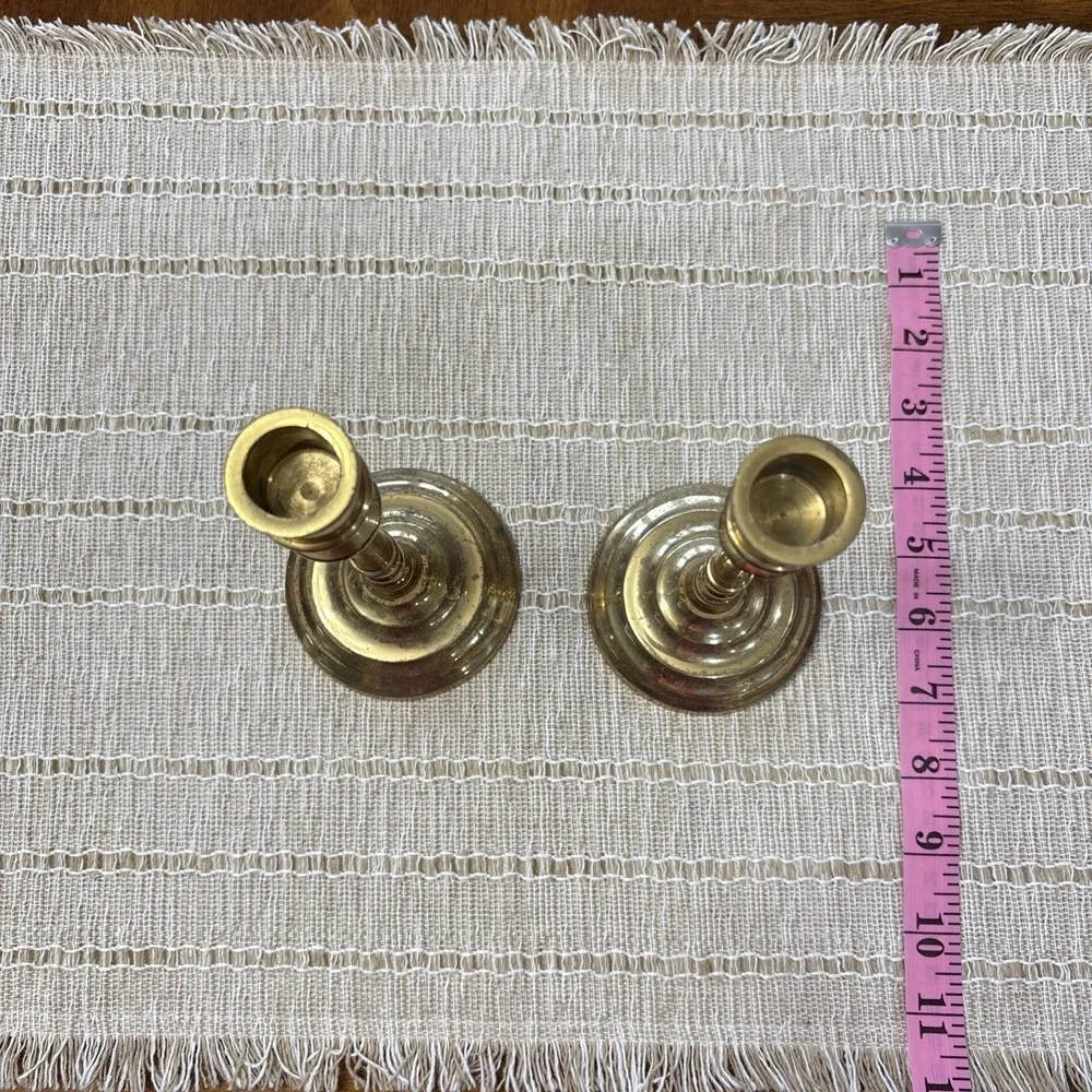 VTG Weighted Brass‎ Candlesticks Pair Unbranded 7 Inch